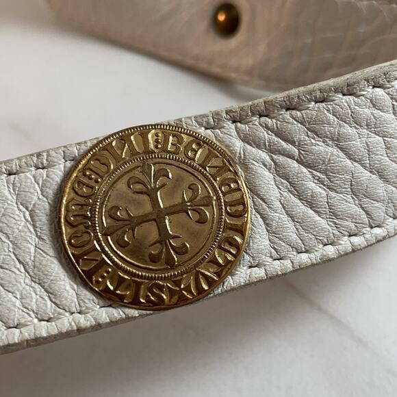 Sepcoeur leather belt cream color with medallions